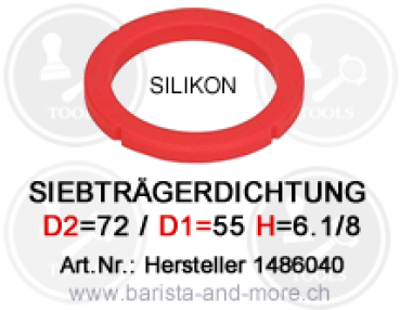 Siebträgerdichtung Silikon ø 72x55x6,1/8 mm